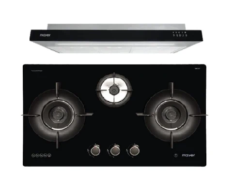Mayer MMGH893HE 86cm 3 Burner Gas Hob + MMSI900LEDHS 90cm Semi-integrated Slimline Hood - Image 2