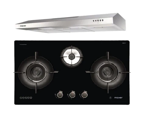 Mayer MMGH893HE 86cm 3 Burner Gas Hob + MMSL901SM 90 Cm Slimline Hood - Image 2