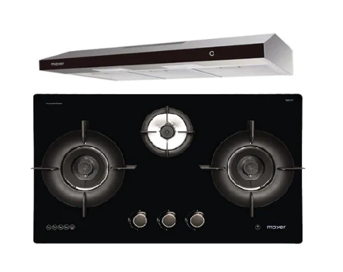 Mayer MMGH893HE 86cm 3 Burner Gas Hob + MMSL902BE  90cm Slimline Hood - Image 2