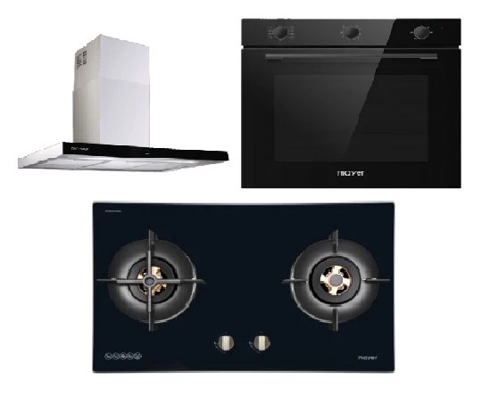 Mayer MMIH752CS 75cm 2 Zone Induction Hob with Slider + MMCH407I 90cm Chimney Hood + MMDO8R 60 cm Built-in Oven with Smoke Ventilation - Image 2