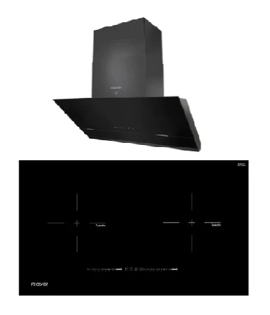 Mayer MMIH752CS 75cm 2 Zone Induction Hob with Slider + MMSH8099-L Angled Chimney Hood - Image 2