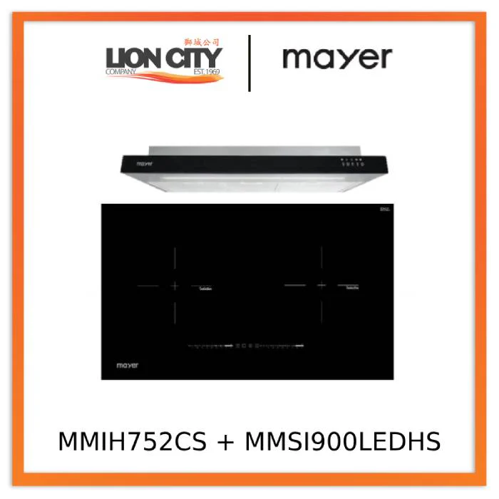 Mayer MMIH752CS 75cm 2 Zone Induction Hob with Slider + MMSI900LEDHS 90cm Semi-integrated Slimline Hood