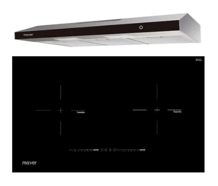 Mayer MMIH752CS 75cm 2 Zone Induction Hob with Slider + MMSL902BE  90cm Slimline Hood - Image 2