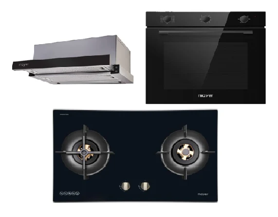Mayer MMIH752CS 75cm 2 Zone Induction Hob with Slider + MMTH90 Telescopic Hood + MMDO8R 60 cm Built-in Oven with Smoke Ventilation - Image 2
