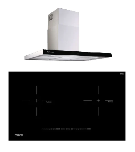 Mayer MMIHB752CS 75cm 2 Zone Hybrid Hob with Slider + MMCH407I 90cm Chimney Hood - Image 2
