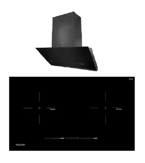 Mayer MMIHB752CS 75cm 2 Zone Hybrid Hob with Slider + MMSH8099-L Angled Chimney Hood - Image 2