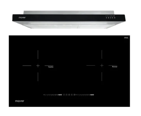 Mayer MMIHB752CS 75cm 2 Zone Hybrid Hob with Slider + MMSI900LEDHS 90cm Semi-integrated Slimline Hood - Image 2