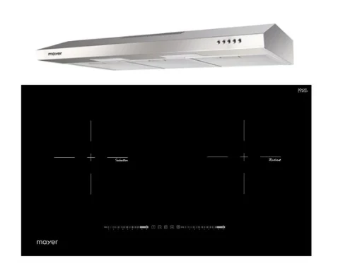 Mayer MMIHB752CS 75cm 2 Zone Hybrid Hob with Slider + MMSL901SM 90 Cm Slimline Hood - Image 2