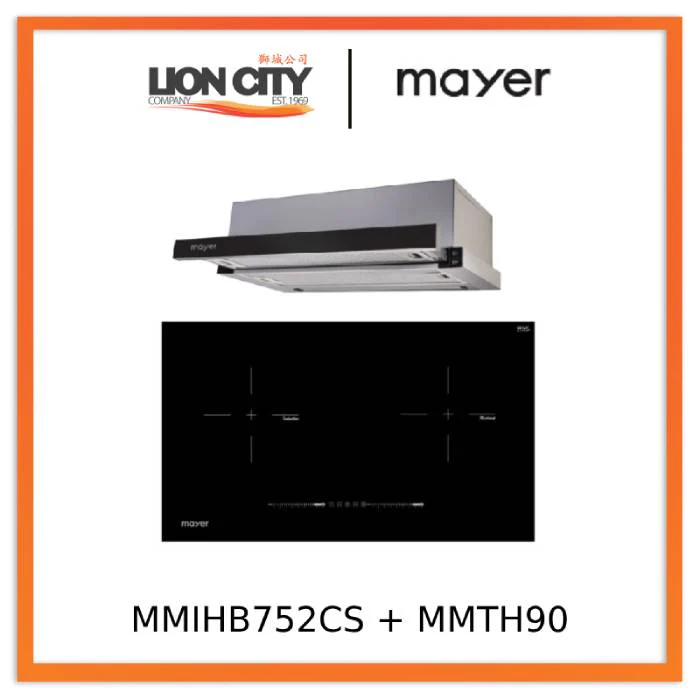 Mayer MMIHB752CS 75cm 2 Zone Hybrid Hob with Slider + MMTH90 Telescopic Hood