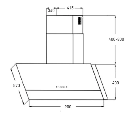 Mayer MMSH8099-L Angled Chimney Hood - Image 3