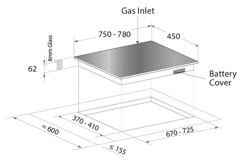 Mayer MMSS773HI 75 cm 3 Burner Stainless Steel Gas Hob - Image 3
