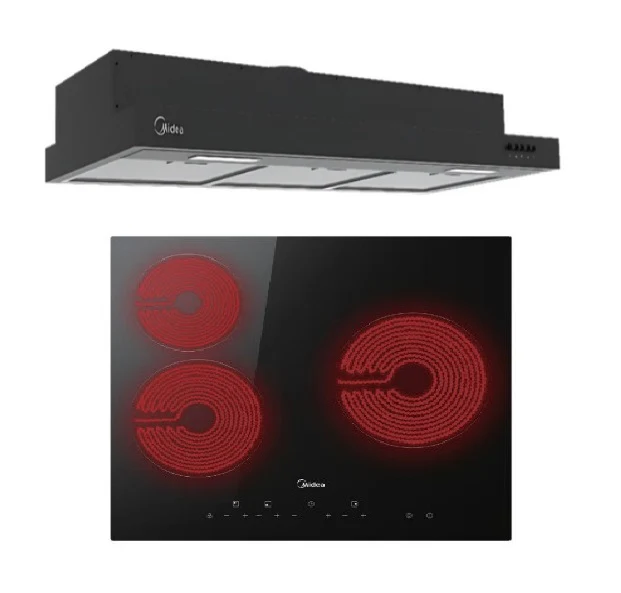 Midea Bulit-In Range MH90F26EM Hood Slim Under Cabinet Kitchen Hood + MBI-IHT341 Ceramic Induction Hob With 3 Zones - Image 2