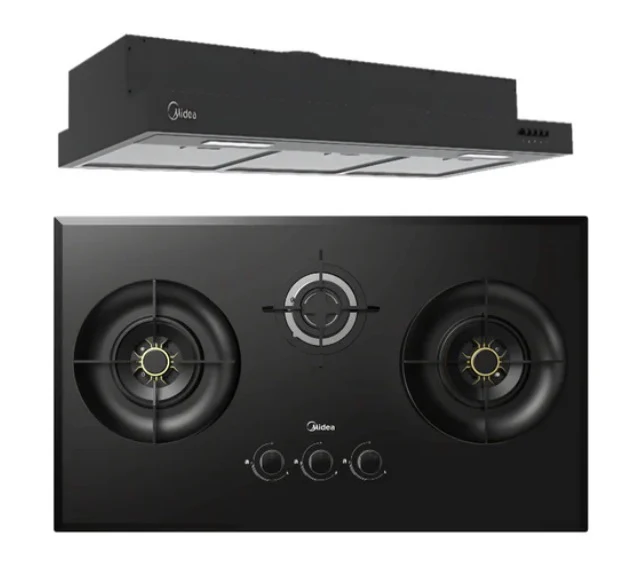 Midea Bulit-In Range MH90F26EM Hood Slim Under Cabinet Kitchen Hood + MBI-SN30 (GL) 88cm Glass Gas Hob - Image 2