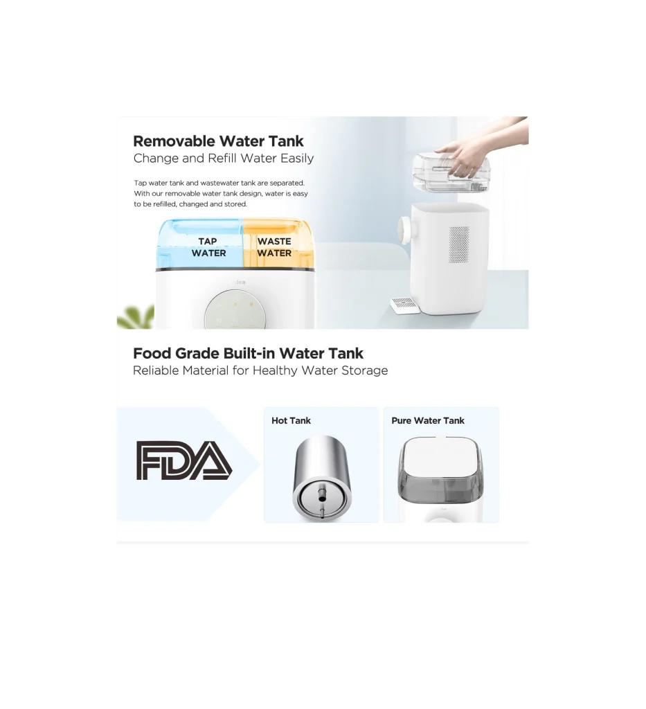 Midea JR1878T-NF White Counter Top Instant Hot Water RO Purifier Dispenser, 3L - Image 3