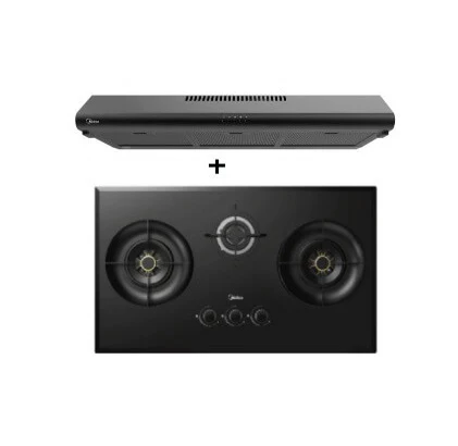 Midea MBI-90F140BK 90cm Slimline Hood + Midea MBI-SN30 (GL) 88cm Glass Gas Hob - Image 2
