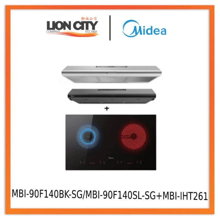 Midea MBI-90F140BK-SG/MBI-90F140SL-SG 90cm Slimline Hood+Midea MBI-IHT261-SG Ceramic Built-in Induction Hob