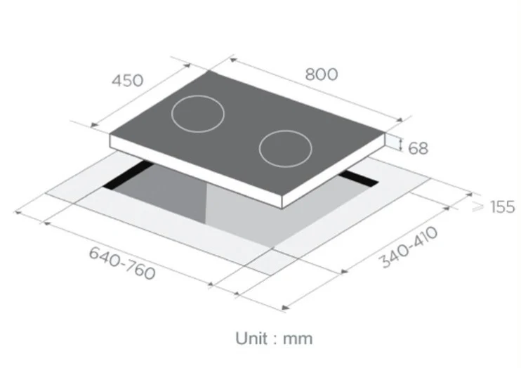 Midea MH90F26EM Built In Range Hood + Midea MBI-SN20 80cm 2 Burner Tempered Glass Cooker Hob Gas Stove - Image 4