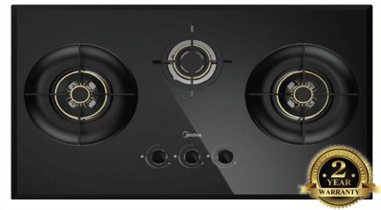 Midea MBI-90F26-SG Built In Range Hood + Midea MBI-SN30 88cm 3 Burner Tempered Glass Cooker Hob Gas Stove - Image 3