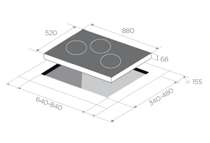 Midea MBI-90F26-SG Built In Range Hood + Midea MBI-SN30 88cm 3 Burner Tempered Glass Cooker Hob Gas Stove - Image 5