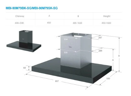 Midea MBI-90M79BK-SG / MBI-90M79SK-SG Chimney Hood - Image 6