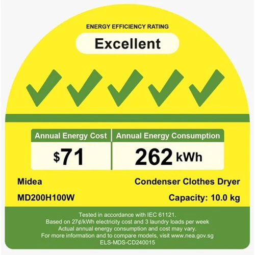 Midea MD200H100WT Heat Pump Dryer -10kg - Image 5
