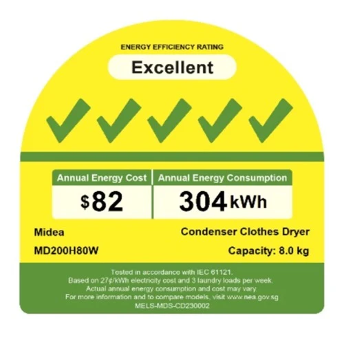 Midea MD200H80T Black Heat Pump Dryer, 8kg, Energy Rating 5 Ticks - Image 4