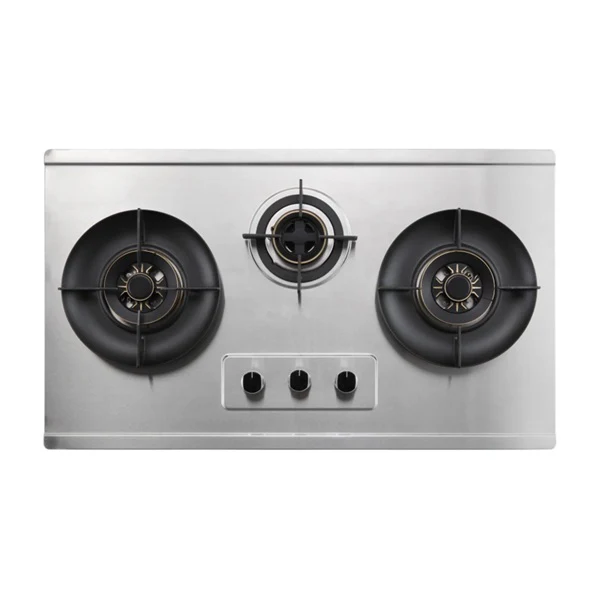 Midea MGH8831 88cm 3 Burner Stainless Steel Gas Hob + Midea MBI-SN30 88cm 3 Burner Glass Gas Hob + Midea MBI-90F26ET Hood - Image 3