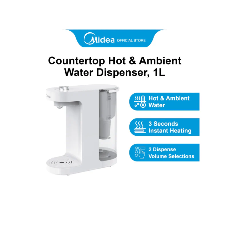Midea MJR001T Countertop Hot & Ambient Water Dispenser, 1L - Image 2