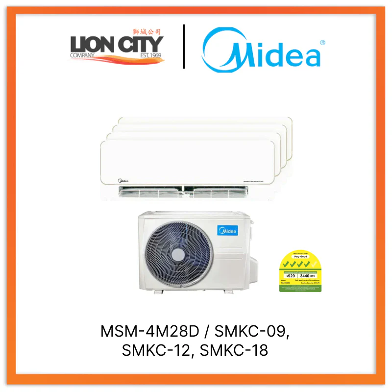 Midea Opal Pro System 4 Aircon (9K X2 + 12K + 18K)