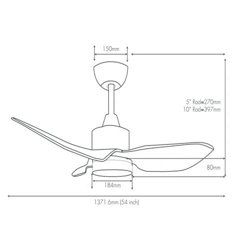 Mistral Space 54-BK/WH/"WD/WH"/"WD/GY" 54” Ceiling Fan - Image 9