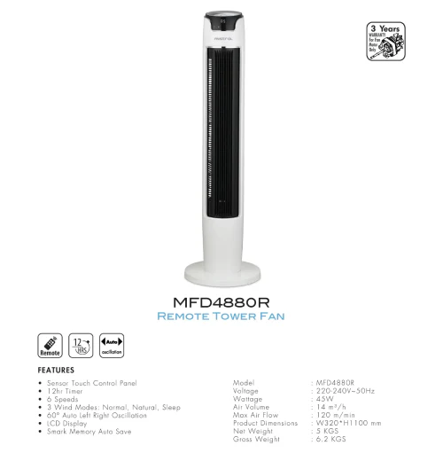 Mistral Tower Fan with Remote Control MFD4880R - Image 3