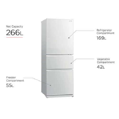 Mitsubishi Electric MR-CGX41EX-GBR-P/GWH-P 328L 3-Door Fridge - Image 7
