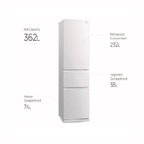 Mitsubishi Electric MR-CGX56EX-GWH-P/GBK-P 450L 3-Door Fridge - Image 5