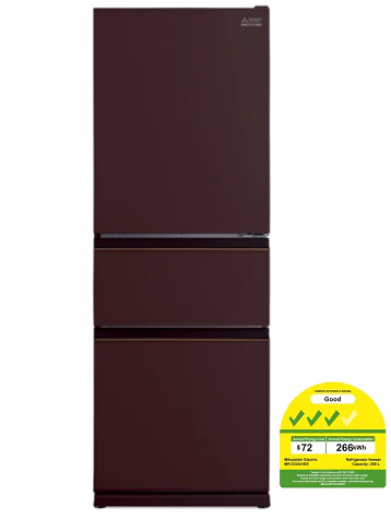 Mitsubishi MR-CGX41ES-GWH-P/GBR-P 266l 3-Door Fridge - Image 8