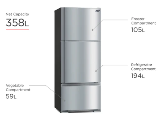 Mitsubishi MR-V50E2G-SS-P 359l 3-Door Fridge Top Freezer (2 Ticks) - Image 4