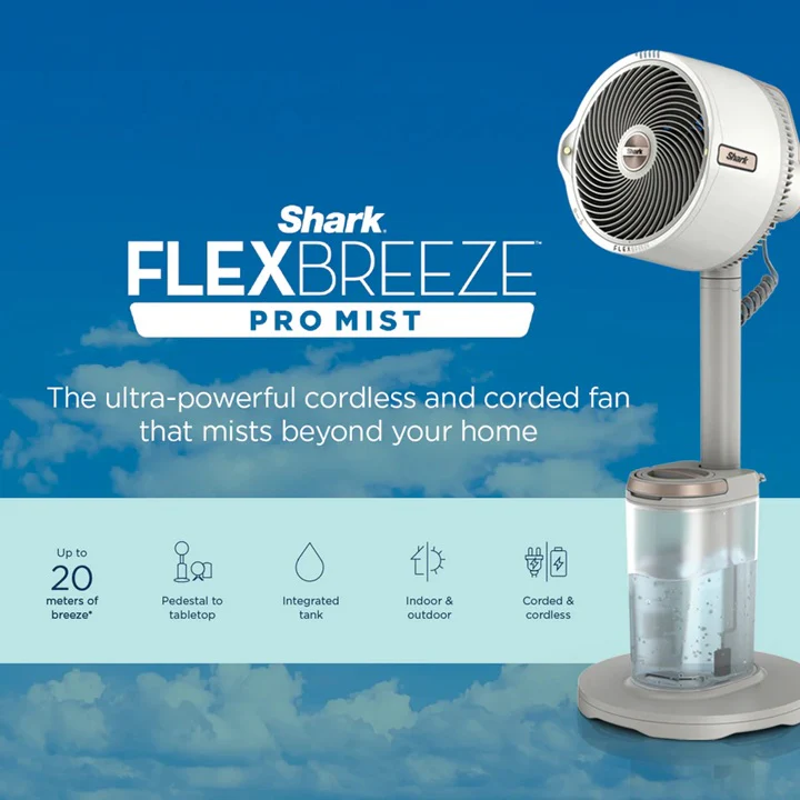 Ninja FA300SM/FA300SMWH Shark FlexBreeze™ Pro Mist Indoor & Outdoor Fan With Water Tank - - Image 5