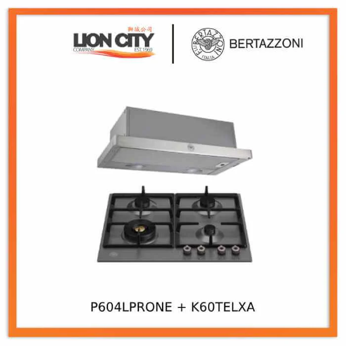 Bertazzoni P604LPROX/NE 60cm Gas Hob + K60TELXA Telescopic Hood - Image 3