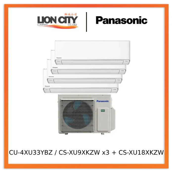 Panasonic CU-4XU33YBZ / CS-XU9XKZW x3 + CS-XU18XKZW XU SYSTEM 4 AIRCON (9K x3 + 18K)
