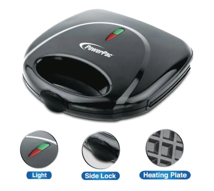 PowerPac PPT252 - Double-sided Heating Electric Waffle maker with Non-stick coating plate [BLACK/WHITE] - Image 4