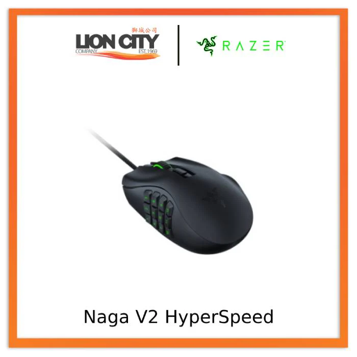 Razer Naga V2 HyperSpeed - Ergonomic Wireless MMO Gaming Mouse with 19 Programmable Buttons