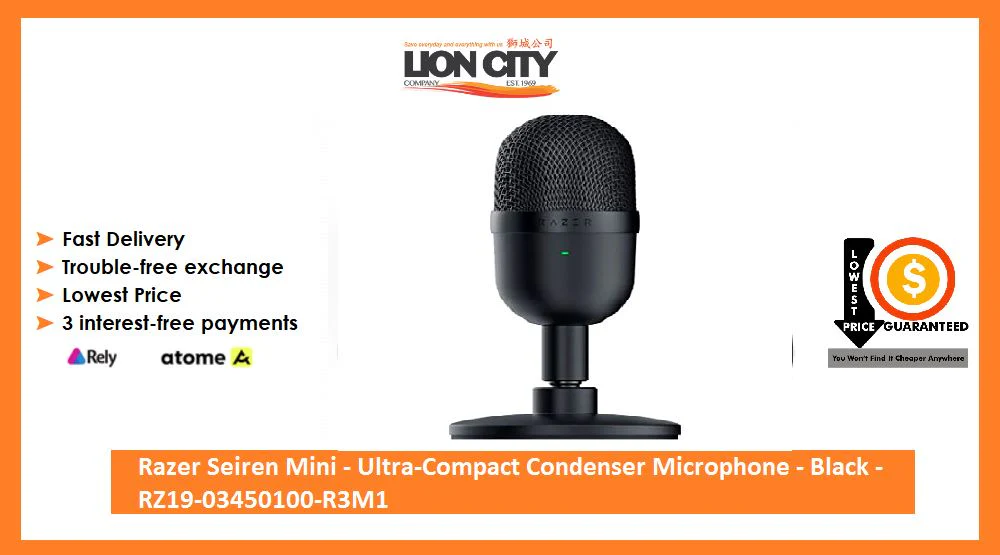 Razer Seiren Mini - Ultra-Compact Condenser Microphone - Black - RZ19-03450100-R3M1