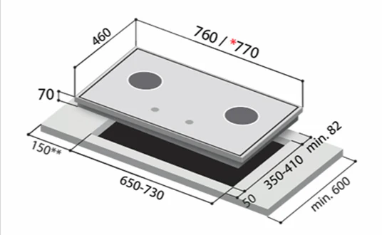Rinnai RB-73TG 3 Burner Built-In Hob Schott Glass (Black) Top Plate - Image 6