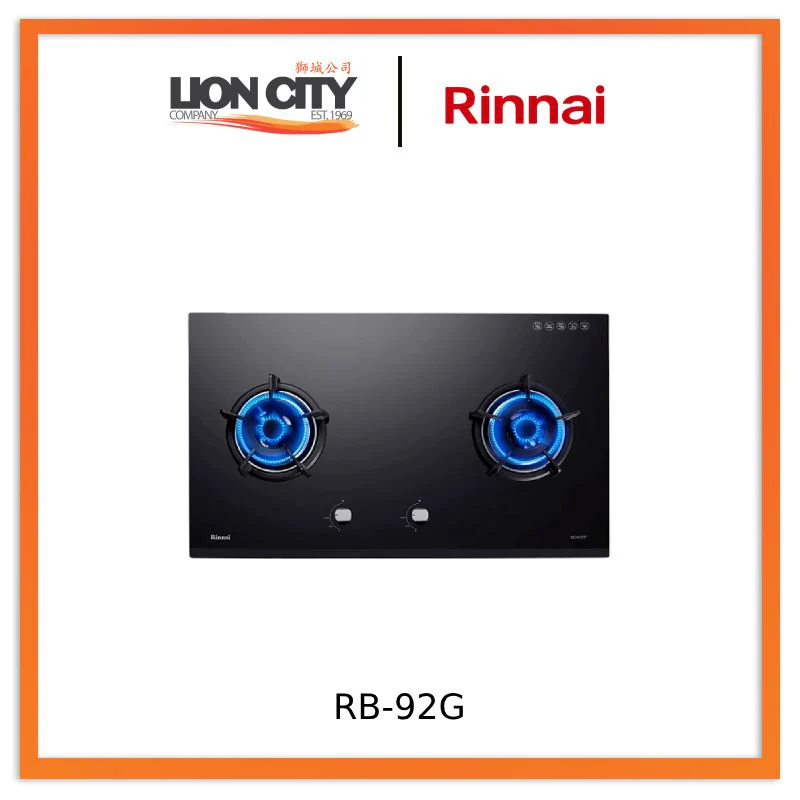 Rinnai RB-92G 2 burners Built-in Gas Hob Schott Glass (black) RB92G