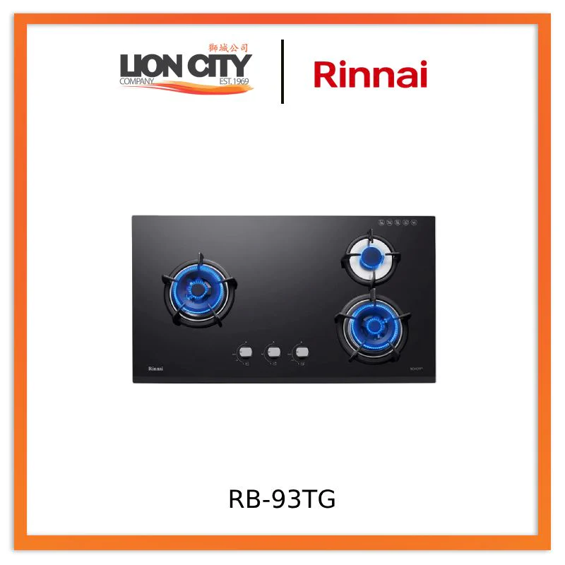 Rinnai RB-93TG Schott 3 Burner Built-in Glass Hob Schott Glass (black)