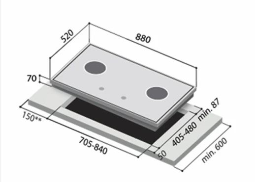 Rinnai RB-93TS 3 Burner Built-In Hob Stainless Steel Top Plate RB93TS - Image 5