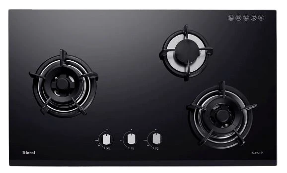 Rinnai RB-93UG 3 Burner Built-In Hob Schott Glass (black) Top Plate RB93UG - Image 3