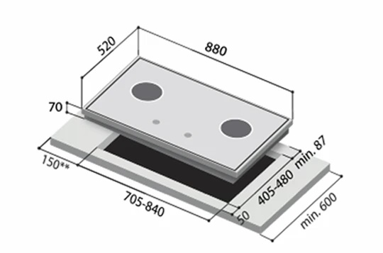 Rinnai RB-93UG 3 Burner Built-In Hob Schott Glass (black) Top Plate RB93UG - Image 5