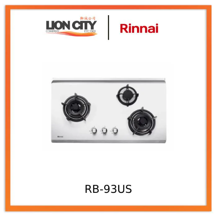 Rinnai RB-93US 3 Burner Built-In Hob Stainless Steel Top Plate