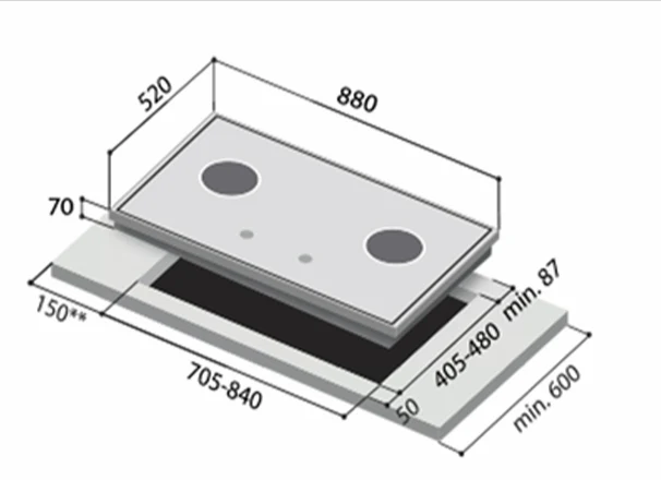 Rinnai RB-93US 3 Burner Built-In Hob Stainless Steel Top Plate - Image 6