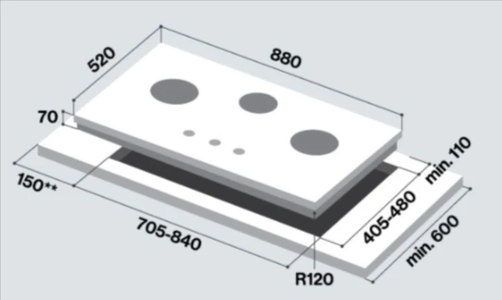 Rinnai-RB-983S 3 Burner Built-In Hob Stainless Steel Top Plate - Image 4